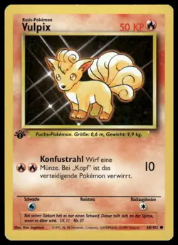 Pokemon Vulpix #068/102 German 1st Edition Base Set 1999 LP - Image 1