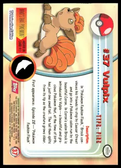 Topps Pokemon Vulpix #37 1999 TV Animation Edition Non Holo Pink Logo NM - Image 2