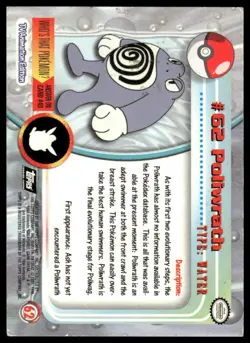 Topps Pokemon Poliwrath #62 1999 TV Animation Edition Non Holo Black Logo LP - Image 2