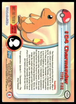 Topps Pokemon Charmander #04 1999 TV Animation Edition Holo Blue Logo HP - Image 2