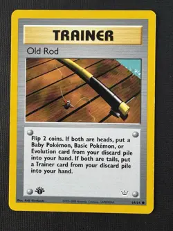 Pokemon Old Rod Neo Revelation 1st Edition Regular Uncommon 64/64 2000 Trainer - Image 1