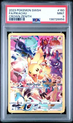 2023 POKEMON SWORD AND SHIELD CROWN ZENITH 160 FULL ART/PIKACHU - PSA 9 - Image 1
