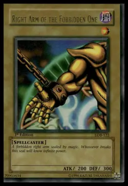 YuGiOh Right Arm of the Forbidden One #LOB-122 1st Edition Wavy Ultra Rare NM - Image 1