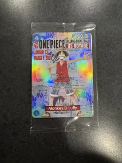 One Piece CCG Monkey.D.Luffy US Voyage P-055 Promo Card 2026 5000 Power (SEALED) - Image 1