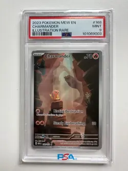 PSA 9 Charmander 168 English Pokemon 151 2023 Illustration Rare - Image 1