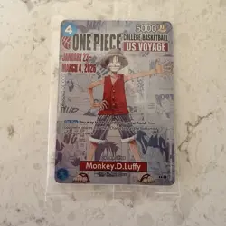 Bandai Namco Monkey.D.Luffy P-055 One Piece CCG US Voyage Promo Character Card - Image 1