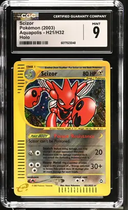 CGC 9 Scizor H21/H32 Holo Aquapolis Pokemon Card - Image 1