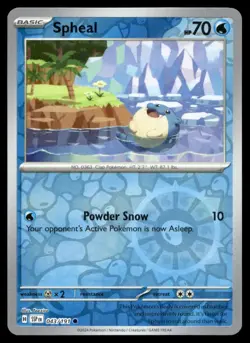 Spheal 43/191 Pokemon Card Surging Sparks Common 70 HP Rev Holo Near Mint LU - Image 1