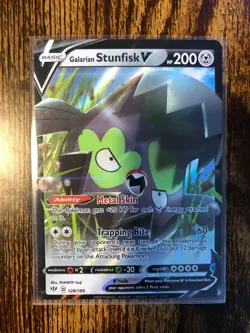 Galarian Stunfisk V 128/189 Darkness Ablaze Ultra Rare Holo Pokemon Card NM/M - Image 1