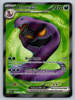 Arbok ex 185/165 Scarlet & Violet 151 Full Art Ultra Rare Holo Pokemon Card NM - Image 1
