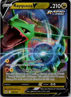 Rayquaza V - 100/159 - Pokemon Crown Zenith Sword & Shield Ultra Rare Card NM - Image 1