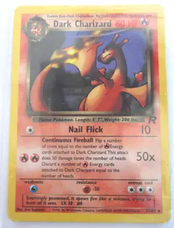 DARK CHARIZARD NON HOLO TEAM ROCKET POKEMON CARD W/ SLEEVE 21/82 1999-2000 - Image 2