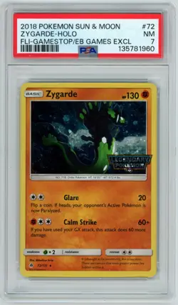 2018 PSA 7 Zygarde Holo #72 Forbidden Light GameStop Exclusive Pokemon TCG S&M - Image 1