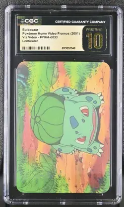 CGC 10 PRISTINE Bulbasaur Pioneer Viz Video PIKA-0033 Lenticular Pokemon Card - Image 1