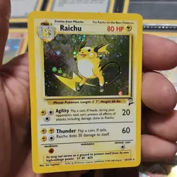 Pokemon Raichu Base Set 2 Holo Rare Card 16/130 80 HP Stage 1 English 2000 WOTC - Image 1