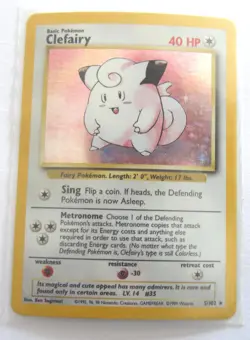 CLEFAIRY HOLO BASE SET POKEMON CARD 5/102 GAMEFREAK 1999 WIZARDS - Image 1
