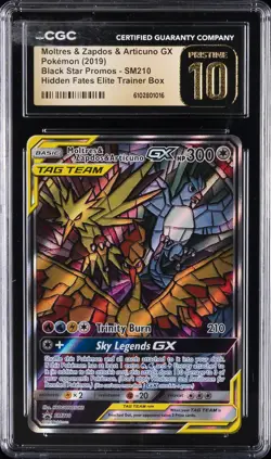 2019 POKEMON BLACK STAR PROMOS #SM210 MOLTRES & ZAPDOS & ARTICUNO CGC 10 PERFECT - Image 1