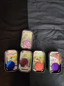 *EMPTY* Pokemon Prismatic Evolution Mini Tin Lot of 5 - Including ART and COINS! - Image 2