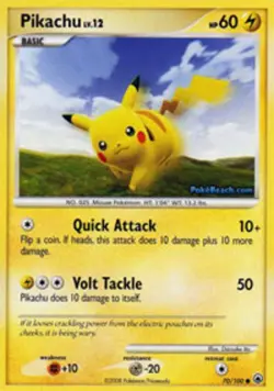 1x Pikachu - 70/100 - Common Heavily Played Pokemon Diamond & Pearl Majestic Daw - Image 1