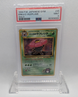 PSA 9 Mint 1998 Pokemon Japanese Gym Holo Erika's Vileplume #45 - Image 1