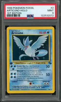 1999 Pokemon Fossil 1st Edition Articuno Holo Rare #2 PSA 9 - Image 1
