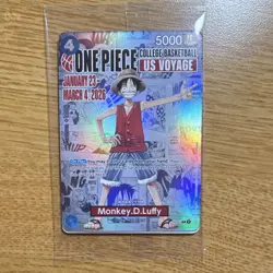 One Piece Monkey D. Luffy US Voyage College Basketball Promo Card - Sealed/Mint - Image 1