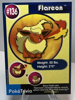 MP Flareon #136 Burger King Poke Trivia Card 1999 AUTHENTIC Pokemon Card - Image 1
