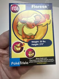 MP Flareon #136 Burger King Poke Trivia Card 1999 AUTHENTIC Pokemon Card - Image 3