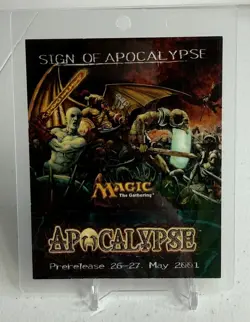 Magic The Gathering Apocalypse Pre Release Laminated Badge NPOS 2001 MTG WOTC - Image 1