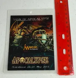Magic The Gathering Apocalypse Pre Release Laminated Badge NPOS 2001 MTG WOTC - Image 2