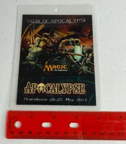 Magic The Gathering Apocalypse Pre Release Laminated Badge NPOS 2001 MTG WOTC - Image 3