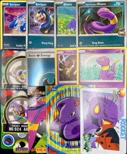 12x Pokemon Cards Ekans Arbok Seviper Lot - Cosmos Holo Bandai Vintage Topps TCG - Image 1