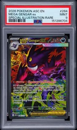 2026 POKEMON ASCENDED HEROES SPECIAL ILLUSTRATION RARE #284 MEGA GENGAR EX PSA 9 - Image 1