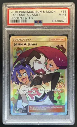 2019 Pokemon SM Hidden Fates Jessie & James #68/68 PSA 9 - Image 1