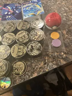 HUGE Bulk Lot 210 Pokemon TCG Plastic Coins + Portfolios Binders + Mega Balls - Image 5