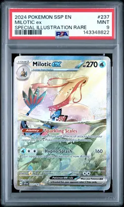 2024 POKEMON SSP EN-SURGING SPARKS SPECIAL ILLUSTRATION RARE MILOTIC EX PSA 9 - Image 1