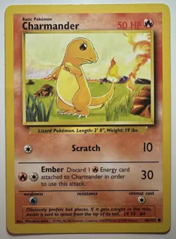 Charmander - 46/102 - Common - Pokemon TCG Unlimited Base Set WOTC 1999 LP - Image 1
