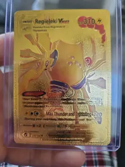 Pokemon Regieleki Vmax Gold Foil Fan Art Vinyl Textured Collector Card 058/195 - Image 1