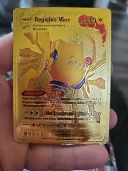 Pokemon Regieleki Vmax Gold Foil Fan Art Vinyl Textured Collector Card 058/195 - Image 2