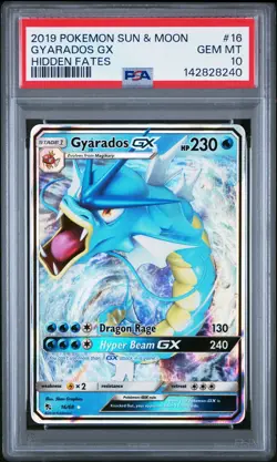 2019 POKEMON SUN & MOON HIDDEN FATES #16 GYARADOS GX PSA 10 - Image 1