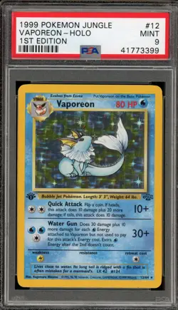 Pokemon Vaporeon Jungle 1st Edition Holo Rare #12 PSA 9 Mint - Image 1
