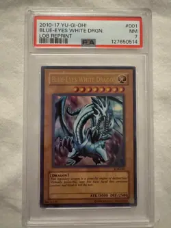 Yu-Gi-Oh 2010 Legend of Blue-Eyes White Dragon Reprint #LOB-001 PSA 7 - Image 1