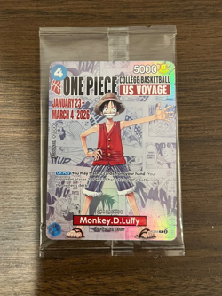 One Piece Monkey.D.Luffy US College Basketball Promo Card *SEALED* - Image 1