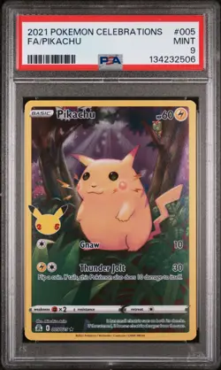 POKEMON CARD 2021 CELEBRATIONS #005 FULL ART PIKACHU PSA 9 MINT - Image 1