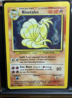 Rare Holo Ninetales LV.32 12/102 LP Holo Rare Pokemon Card Vintage 1999-2000 - Image 1