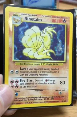 Rare Holo Ninetales LV.32 12/102 LP Holo Rare Pokemon Card Vintage 1999-2000 - Image 2