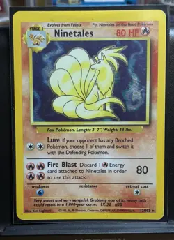 Rare Holo Ninetales LV.32 12/102 LP Holo Rare Pokemon Card Vintage 1999-2000 - Image 5