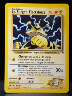 Lt. Surge's Electabuzz 6/132 WOTC Gym Heroes Unlimited Holo Pokemon Card LP - Image 1