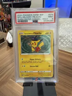 Special Delivery Pikachu Pokemon Center Canada Promo SWSH074 PSA 9 Mint - Image 1