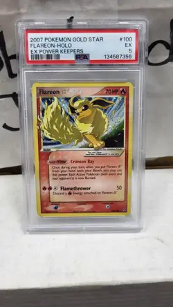 2007 FLAREON GOLD STAR HOLO EX POWER KEEPERS POKEMON TCG PSA 5 EX #100 - Image 2